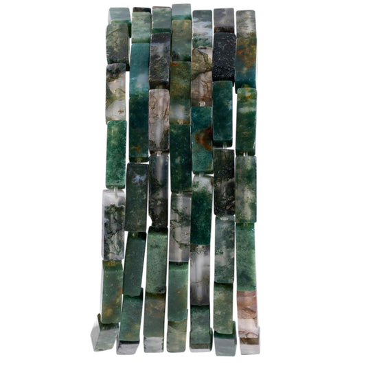 Natural Moss Agate Rectangle Tube Beads 4x13mm 38cm/str Loose Semi Gemstone Stone Beads for Making Bracelets Necklace Earrings