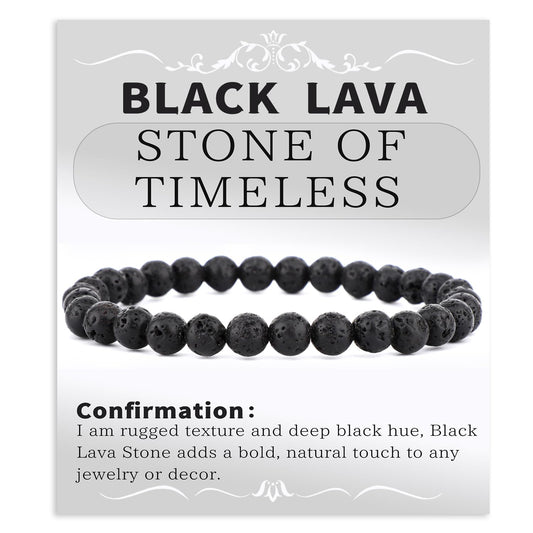 Bymitel 6mm Black Lava - Handmade Reiki Gemstone Stretch Bracelet, Natural Beauty & Spiritual Essence, Crystal Healing for Unisex Adults