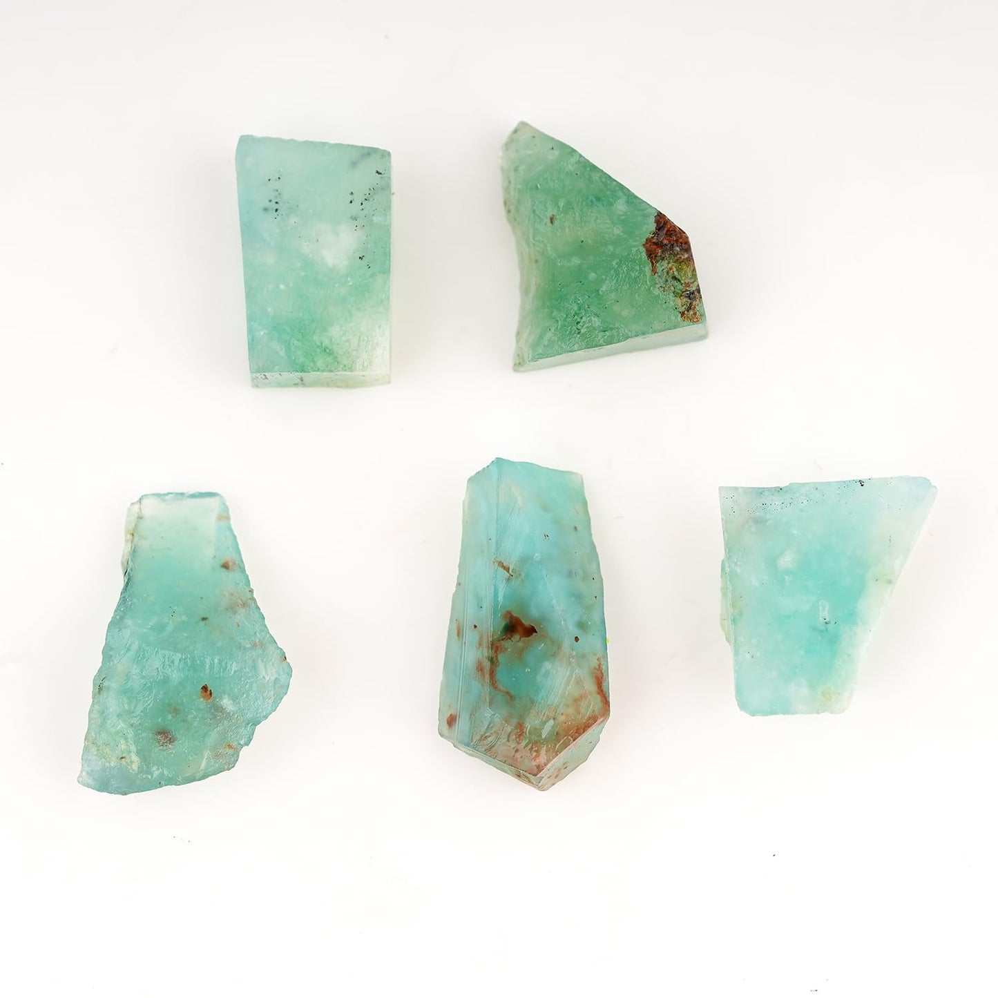 ColouredRocks 50 carats Aqua prase Crystals, Raw Stones, Rough Gemstones, Jewelry Making Supply, Cabbing, Polishing, Cutting, DIY, Crafts (5pcs) (12-16mm)