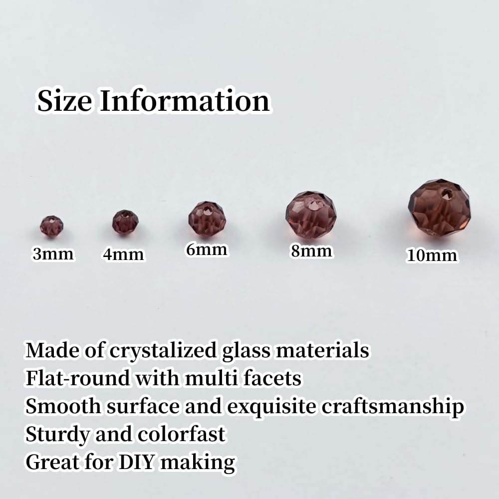 YUEXIGO 500pcs 4mm Crystal Glass Beads for Jewelry Making, Faceted Rondelle Glass Spacer Beads for Wind Chimes Bracelet Earring Necklace DIY Craft(Medium Purple)