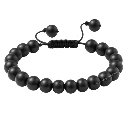 Amazing Gemstone Shungite Bracelet, Gifts For Men & Women - Protection Healing Crystal Bracelet - 8mm Gemstone Beaded Adjustable Bracelet, Pulseras Para Hombres Mujer Stocking Stuffers