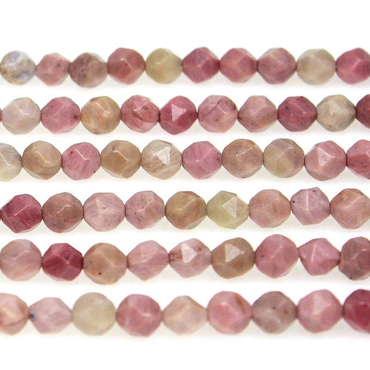 MJDCB Best Sellers Natural Stone Beads Faceted Polygon Rhodonite Crystal Energy Stone Healing Power for Jewelry Making(8mm)