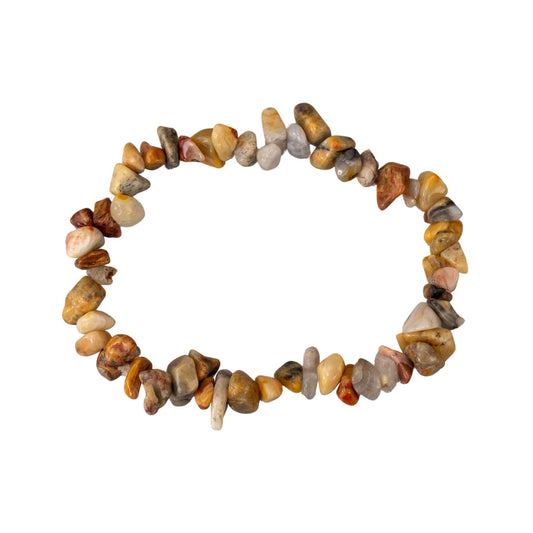Natural Gemstone Bracelets, Chakra Crystal Healing Chip Stretch Bracelets, Gemstone Polished Irregular Crystals, Crystal Irregular Chips Beads Stretch Bracelets (Crazy Lace Agate)