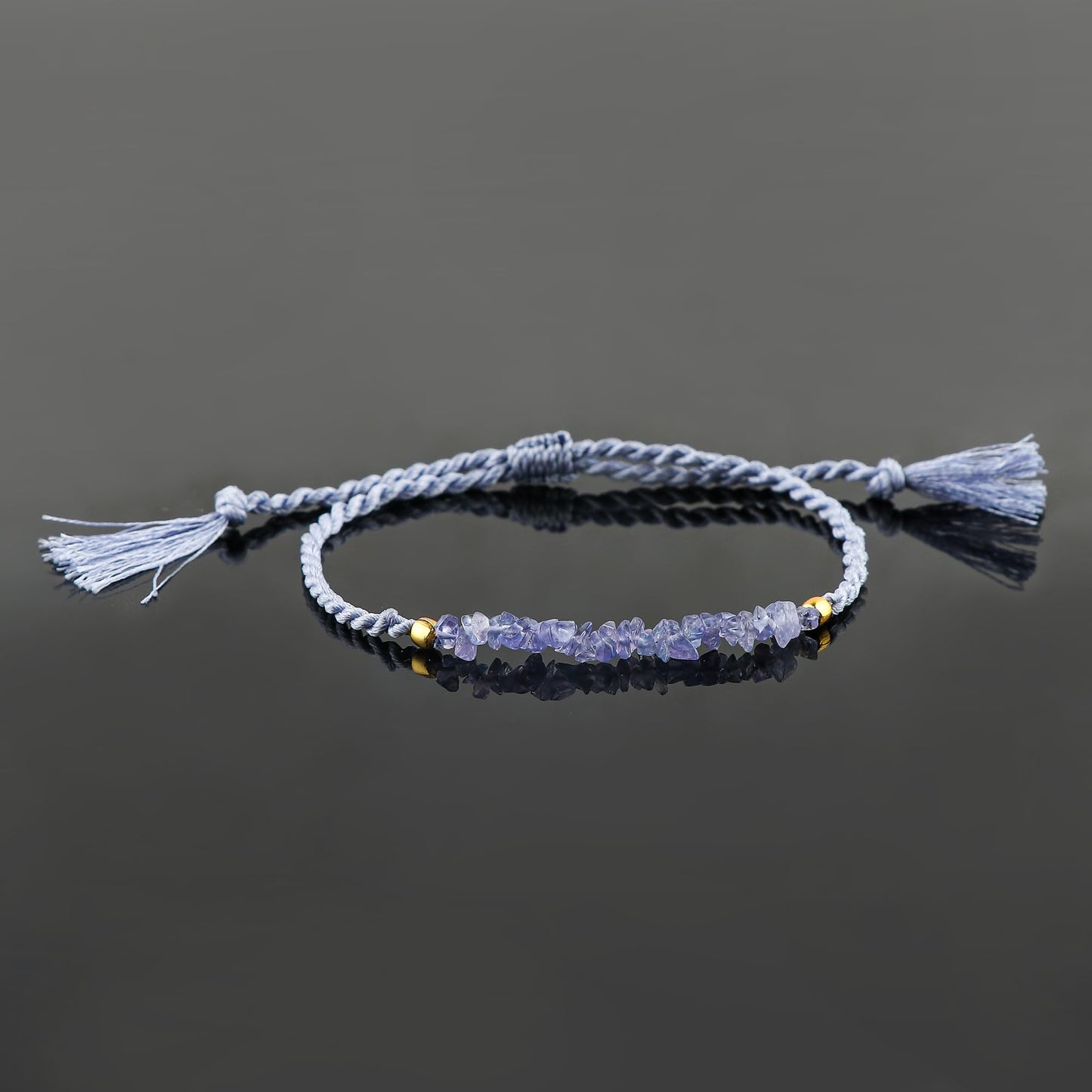 TGH Natural Tanzanite Chips Braided Bracelet Energy Healing Crystals Birthday Gift for Her Resizable Hand Braid Rope Thread Protection Bracelet for Men Women Gemstone Jewelry Christmas Gift