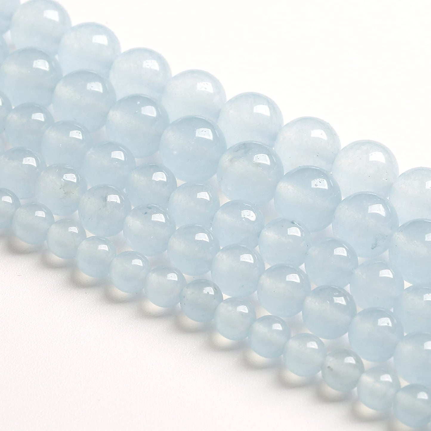 8MM 46PCS Natural Stone Light Blue Chalcedony Loose Beads for Jewelry Making DIY Bracelet Necklace