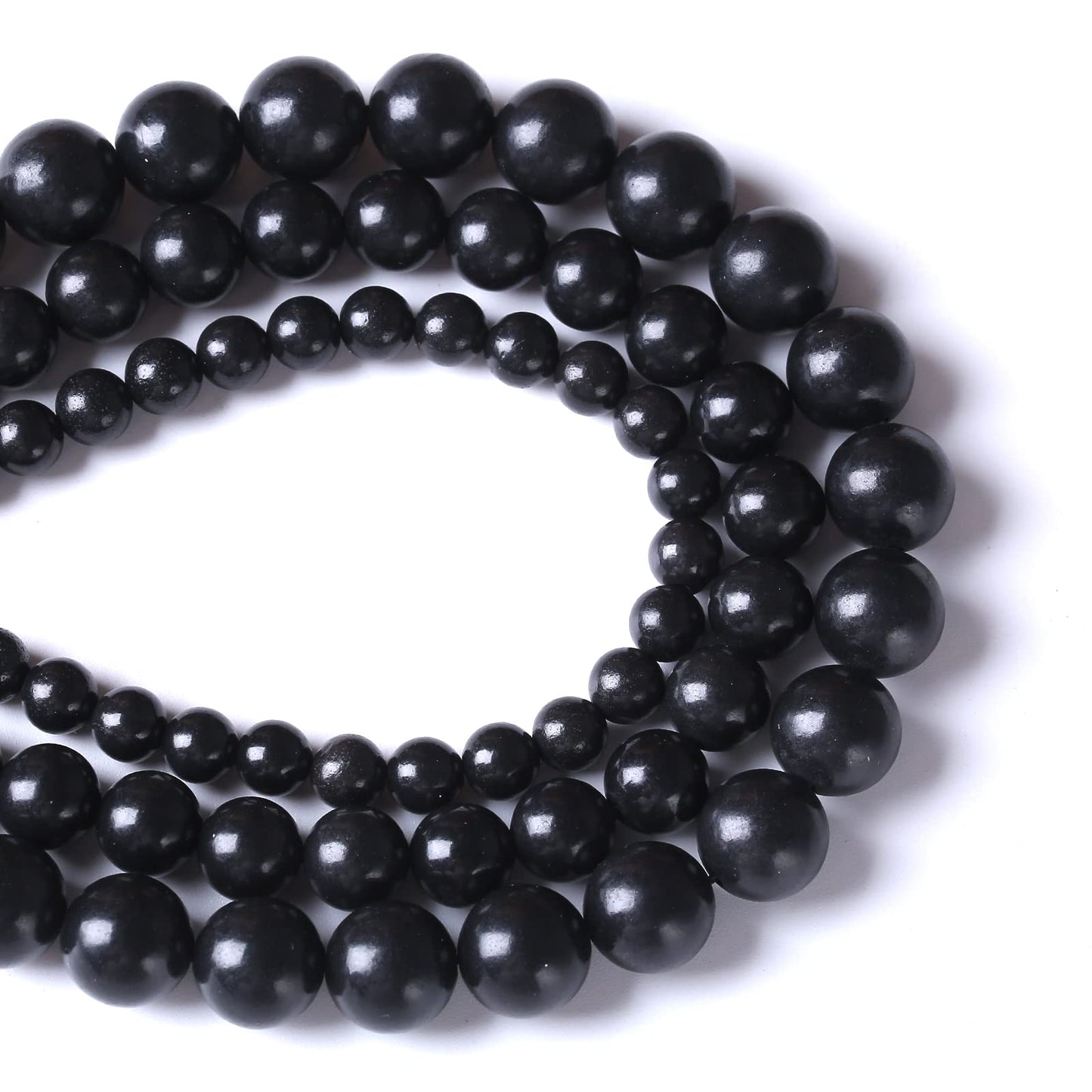 160PCS 4MM Natural Stone Shungite Beads Crystal Loose Beads for Jewelry Making DIY Bracelet