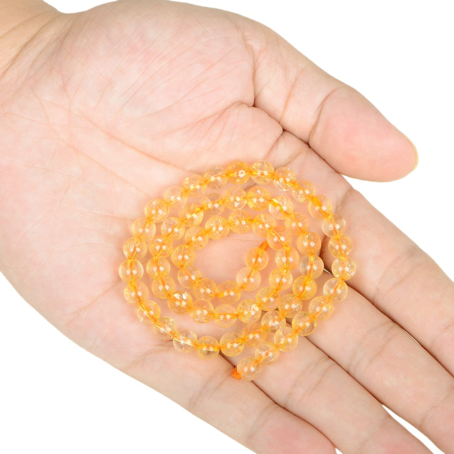 AD Beads Natural Gemstone Round Loose Beads 15" for Bracelet Necklace Earrings Jwelery Making Crafts DIY (6mm, Citrine Crystal)