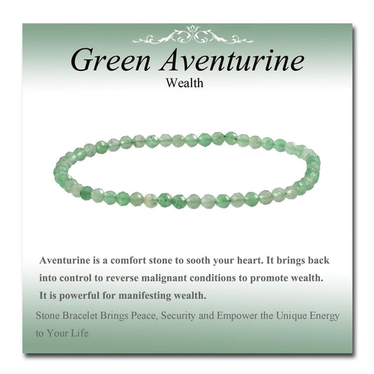 MASSIVE BEADS Natural Genuine Gemstone Beads Healing Crystal Chakra Reiki Jewelry Faceted Round Beads Bracelets (Green Aventurine, 3mm)