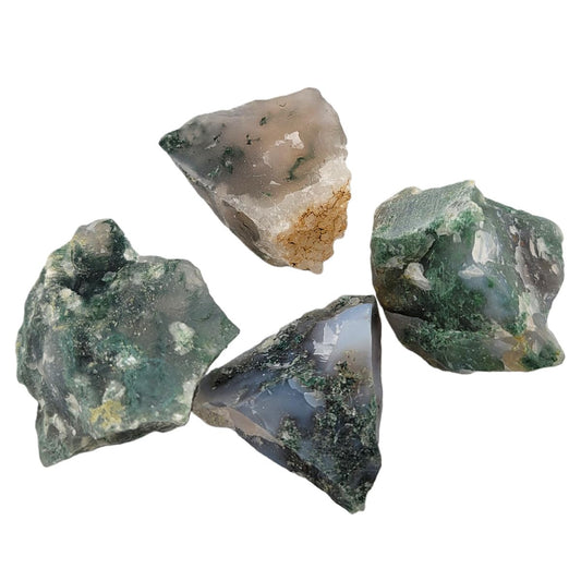 3-5Pcs Natural Raw Crystals 1''-2'' Rough Stones Rocks for Tumbling Polishing Cabbing Gemstones Crystals and Healing Stones for Wicca Reiki,Fountian Rocks for Decorations (Moss Agate)