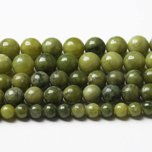 Natural Chinese Green Jade Beads Gemstone Round Loose Beads for Jewelry Making DIY Bracelet Necklace 10mm 36pcs 15" Inch