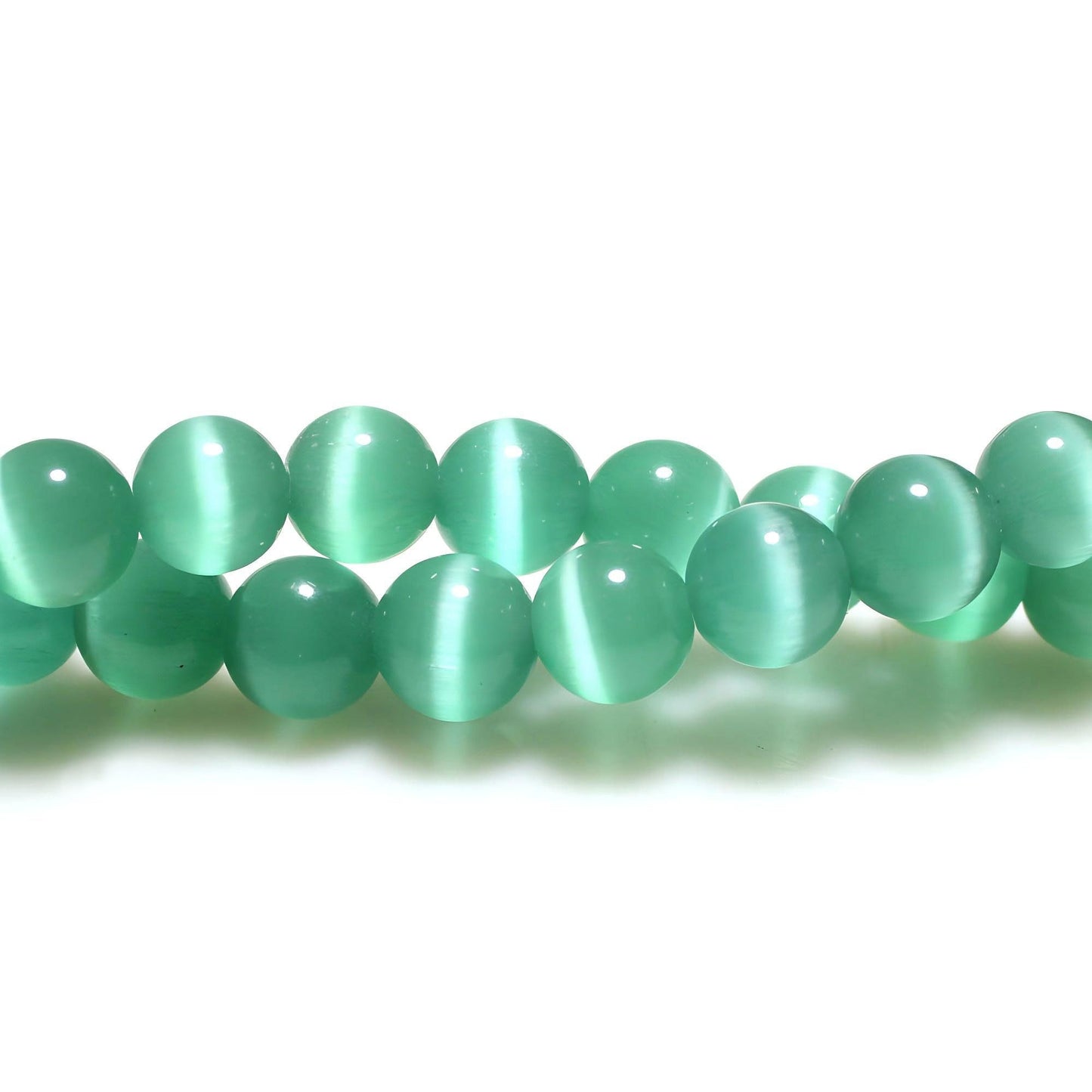 MJDCB 35pcs Blue Green Cat Eye Stone Beads 10mm Round Crystal Loose Bead for Jewelry Making DIY Bracelets Necklace Accessories