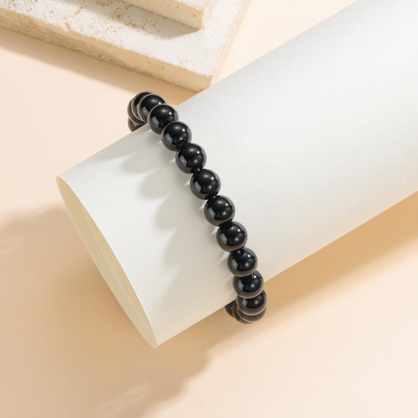 Udolfly Womens Crystal Beaded Bracelets for Women Men Protective Energy Bracelet Natural Gemstone Bead Bracelet 6mm Obsidian