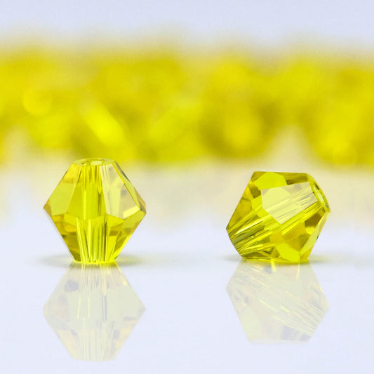 Dowarm 1000PCS 4MM Crystal Beads, Yellow Faceted Bicone Glass Beads for Jewelry Making, Craft, DIY Bracelet, Necklace, Dolls, Spacer