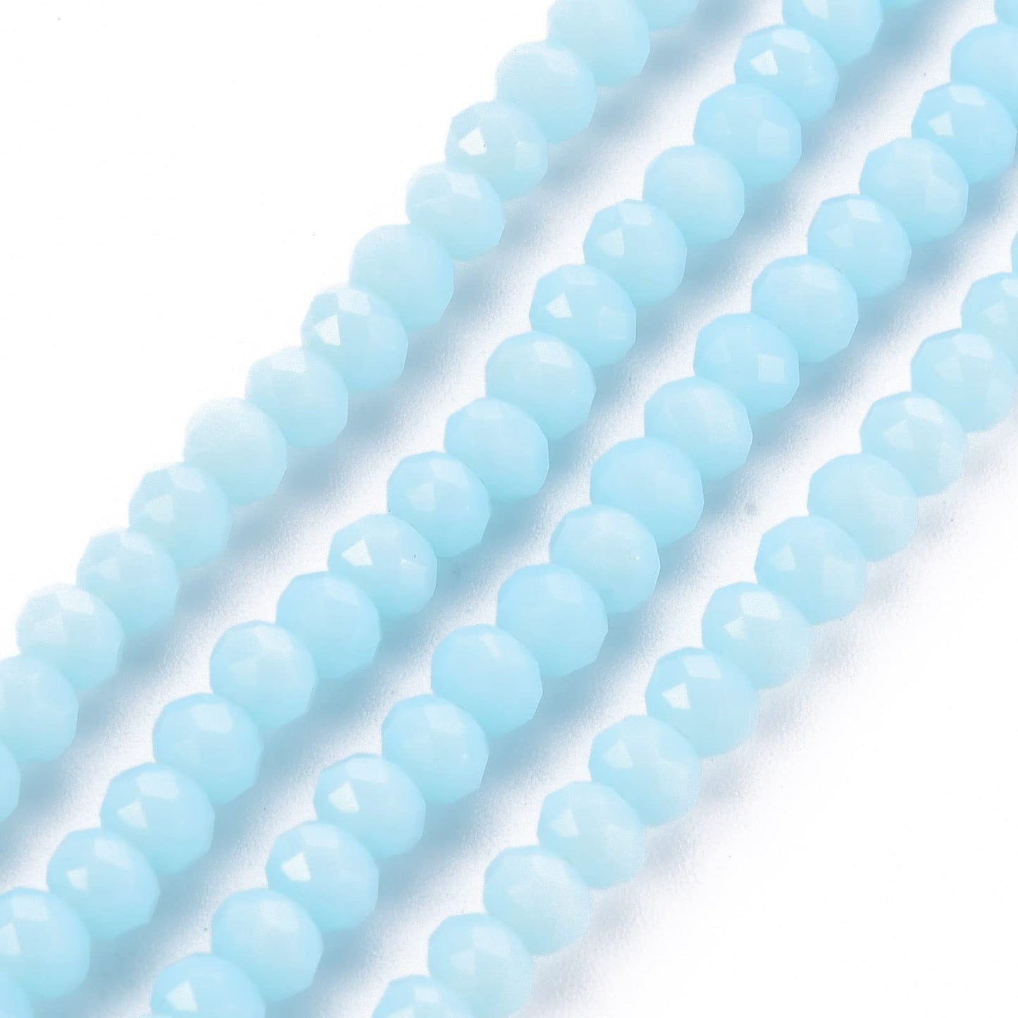 10 Strands Light Sky Blue Faceted Rondelle Glass Loose Beads 4mm Briolette Crystal Glass Beads 1230pcs for Bracelets Jewelry Making