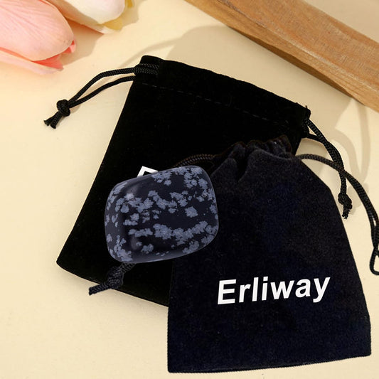 Erliway Snowflake Obsidian Healing Crystal Stones, 1.25-2.0" Large Reiki Healing Gemstones Natural Tumbled Polished Stones for Energy Witchcraft Therapy Meditation