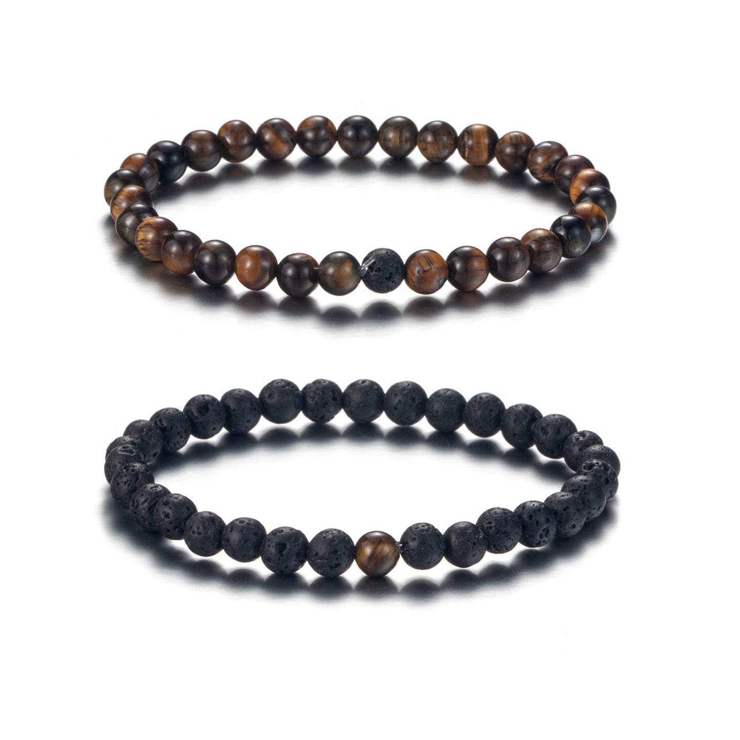 Softones 6MM Lava Rock Aromatherapy Anxiety Essential Oil Diffuser Beads Bracelet for Women Men,Friendship Couples Gifts Natural Stone Bracelets