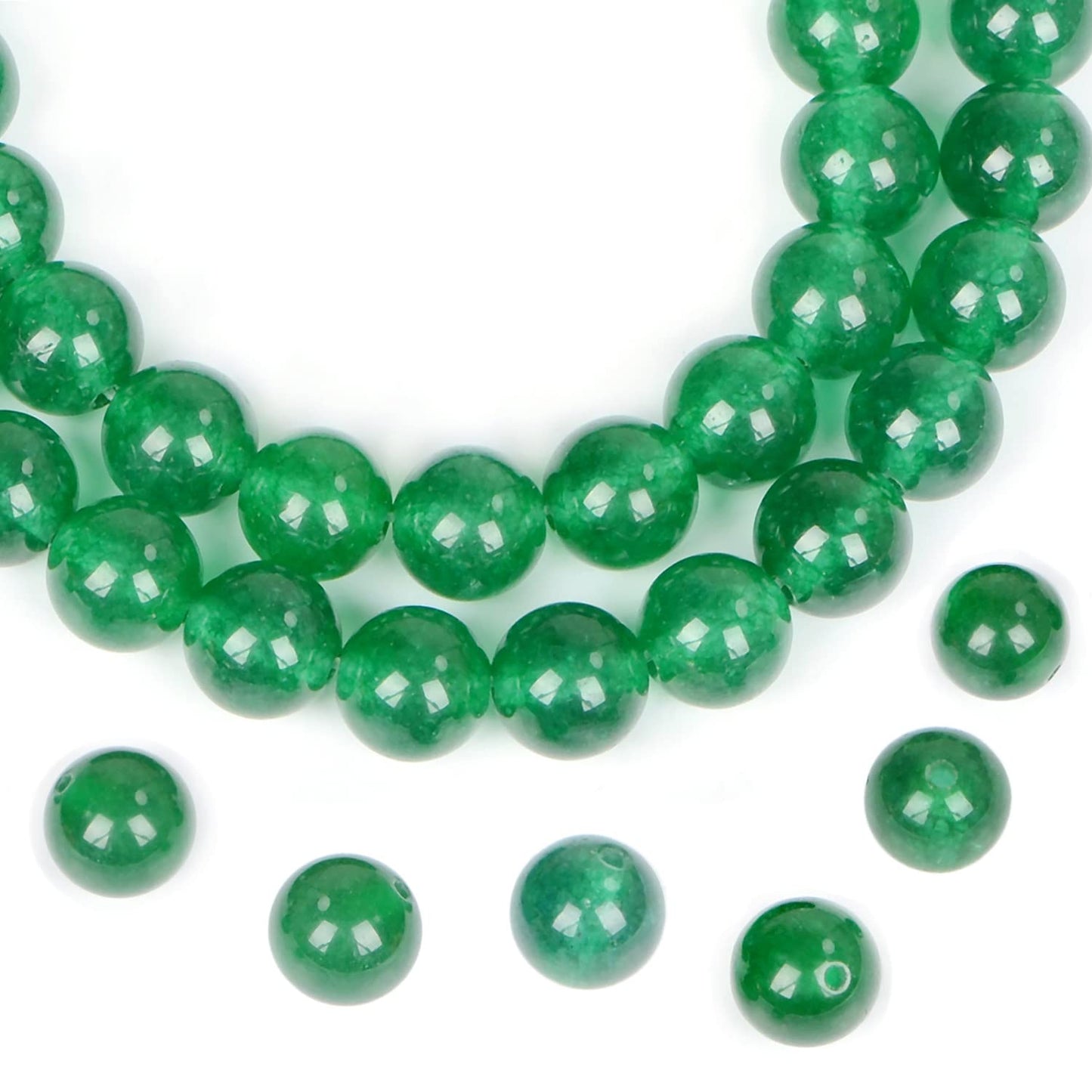 AD Beads Natural Gemstone Round Loose Beads 15" for Bracelet Necklace Earrings Jwelery Making Crafts DIY (10mm, Green Jade)
