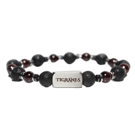 Tigranes Red Garnet and Lava Stone Bracelet – Handmade Natural Gemstone Jewelry for Men & Women – Premium Healing Energy Beads – Luxury Gift Box Included (Red Garnet)