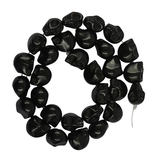 Beads Skull Shape Howlite Turquoises Strand Natural Stone Jewelry Bohemian Style Boho Vintage Findings Necklace Earrings Component Bracelet Component Making Accessories DIY (8x10mm, Black Skull)