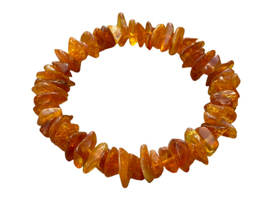 GAF TREASURES Amber Crystal Nugget Bracelet, Genuine Amber Tumbled Gemstone Bracelet, Healing Crystal Bracelet, Gift for Men & Women (1)