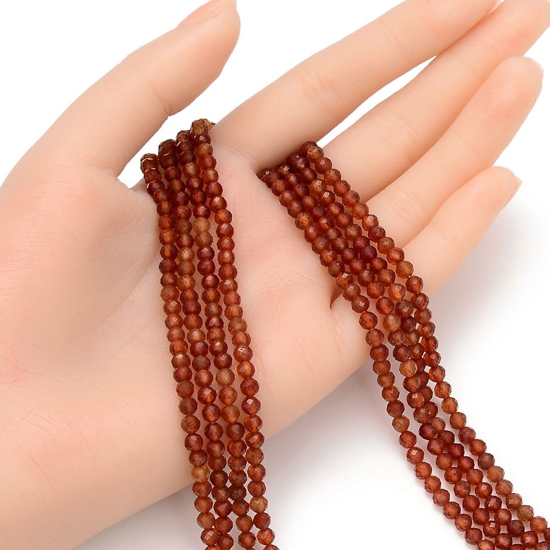 Adabele 15 Inch Natural Orange Spessartite Garnet Healing Gemstone 4mm (0.16 Inch) Tiny Small Faceted Round Loose Beads Stone Spacer (90-100pcs) GK4-23