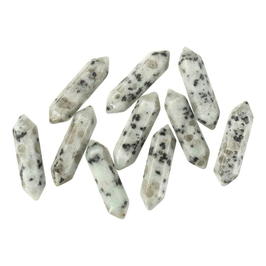 MECCANIXITY 10 Pack White Gold Quartz Crystals, Polished Crystals Bulk Hexagonal Shaped Meditation Gemstone for Jewelry Making Energy Balance Accessories Gifts