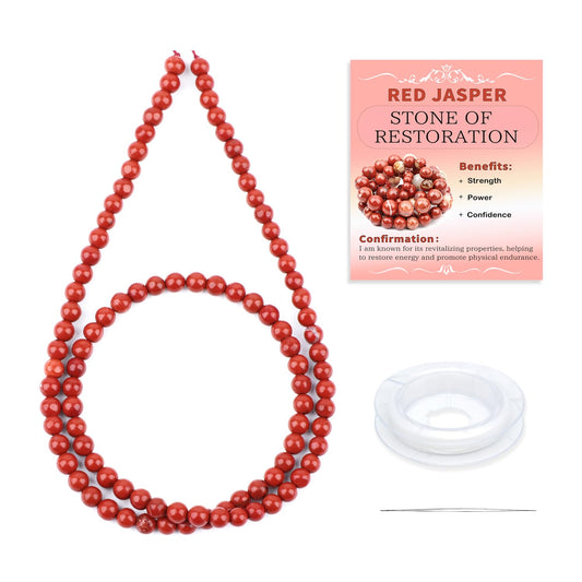CMBYN Natural Stone Beads Round Genuine Real Stone Beading Strand Loose Gemstones DIY Smooth Bead for Bracelet Necklace Earrings Jewelry Making (Red Jasper, 4mm 90 Pieces)