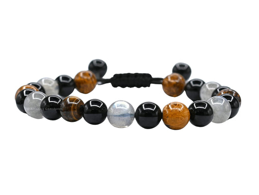 Amazing Gemstone Mood Bracelets for Kids Women Men Manifestation - Labradorite Mariyam Jasper Black Tourmaline Bracelet Set for Men Women Healing Calming Anxiety Stress Relief Gifts (Adjustable)