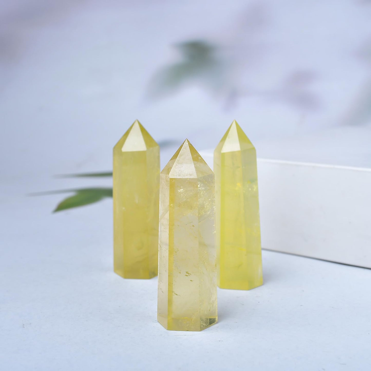 WUYOUSHI 1PCS Citrine Healing Crystals Towers / 1.96-2.36" Natural Reiki Energy Wand Stone 6 Faceted Chakra Quartz Crystal Reiki Meditation Therapy Decoration Gifts