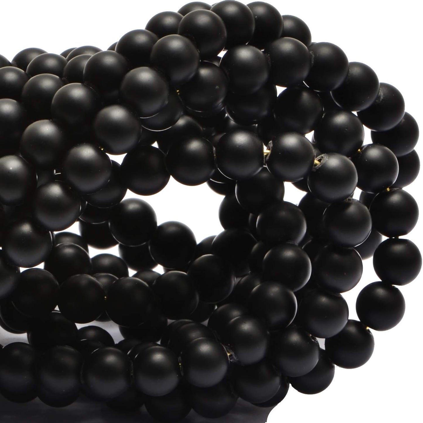 100Pcs Natural Crystal Beads Stone Gemstone Round Loose Energy Healing Beads with Free Crystal Stretch Cord for Jewelry Making (Matte Onyx, 8MM)