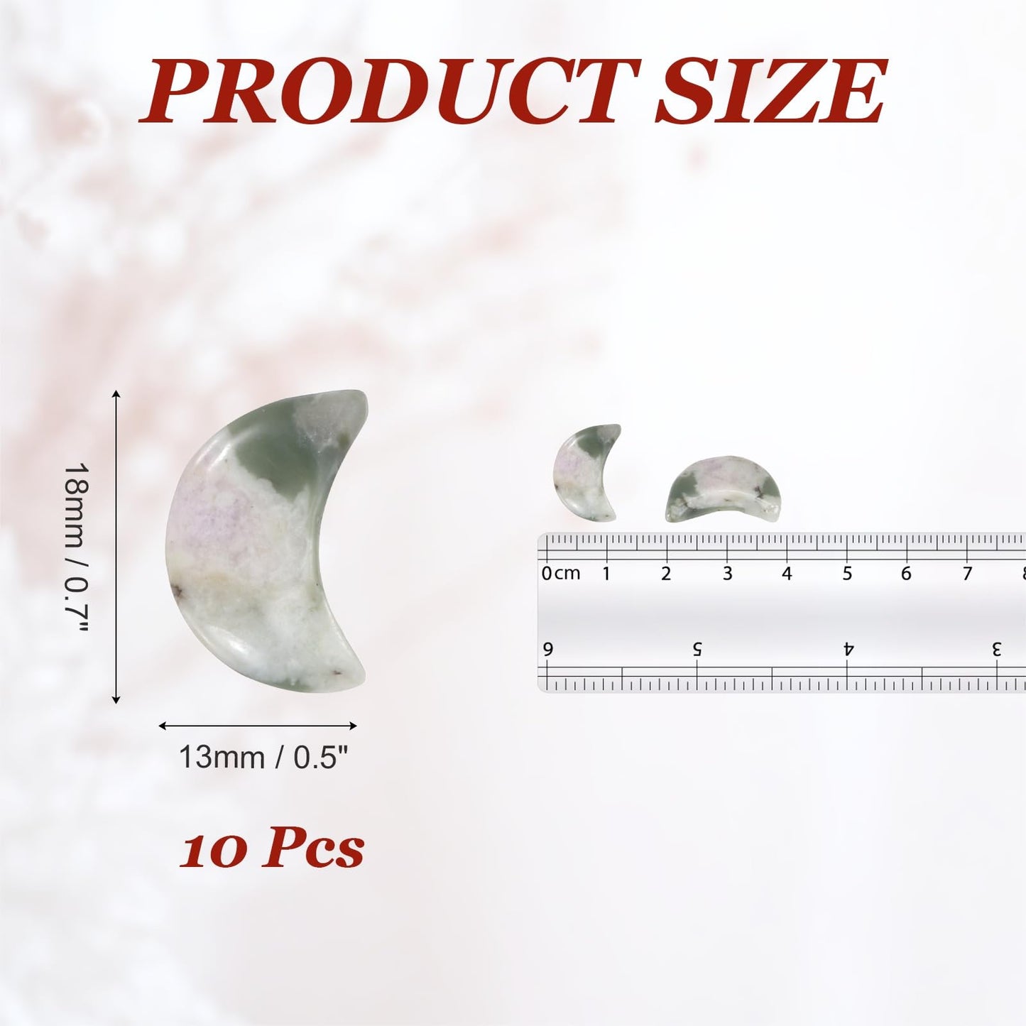 MECCANIXITY 10 Pcs Moon Crystal Worry Stone, 0.5 Inch Length Natural Lucky Jade Moon Gemstone Bulk, Carved Pocket Stones for Meditation Balancing Pendant Decor