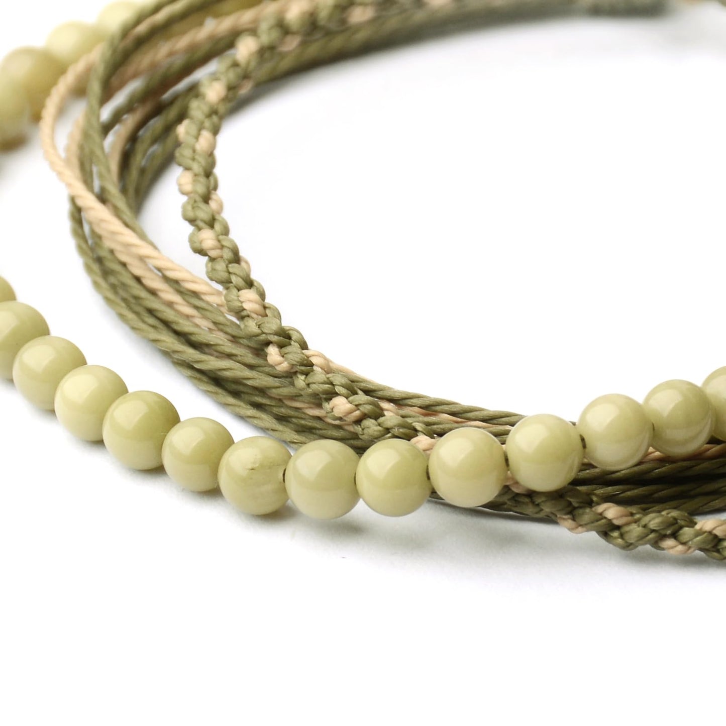 Handmade Natural Stone Beaded Healing Bracelet Gift for Men Adjustable Rope String Bracelet (Alxa Agate/Avocado, Adjustable)