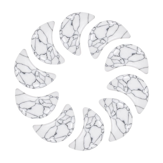 MECCANIXITY 10 Pcs Moon Crystal Worry Stone, 0.5 Inch Length Natural White Howlite Moon Gemstone Bulk, Carved Pocket Stones for Meditation Balancing Pendant Decor