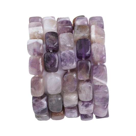 BEADIA Natural Amethyst Cuboid Stone Loose Semi Gemstone Beads for Jewelry Making 8mmx12mm 38cm/Strand