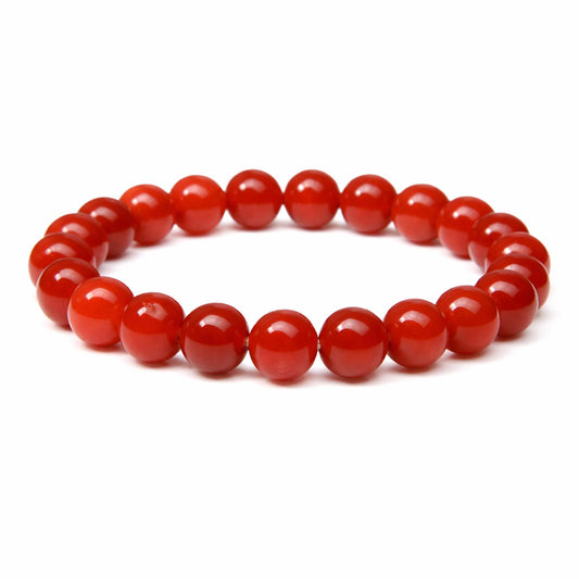 Elm City Direct 8mm Natural Stone Beaded Bracelet – Unisex Crystal Stretch Bracelets for Men & Women, Chakra & Healing Jewelry, Gift-Ready Beaded Bracelets (Carnelian, 8mm)