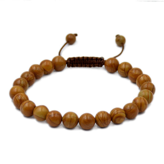 AD Beads Natural 8mm Gemstone Bracelets Healing Power Crystal Macrame Adjustable 7-9 Inch (Woodgrain)