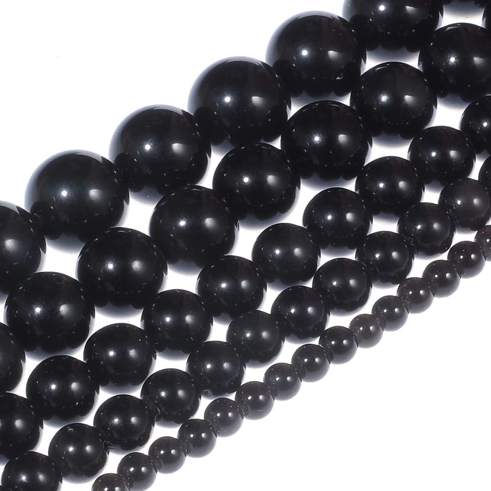 Natural Stone Beads 18mm Obsidian Gemstone Round Loose Beads Crystal Energy Stone Healing Power for Jewelry Making DIY,1 Strand 15"