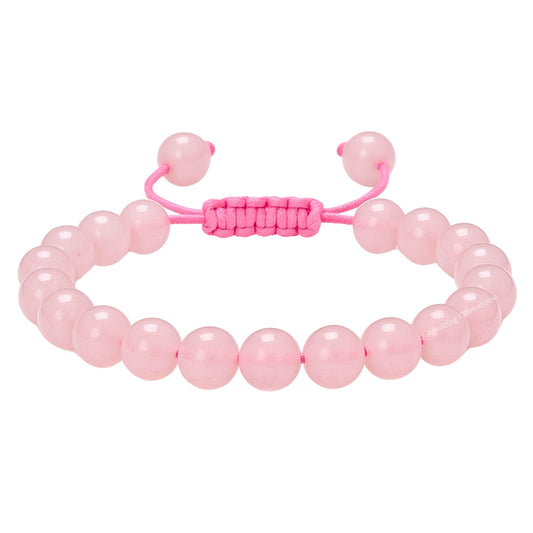 Amazing Gemstone Rose Quartz Bracelet, Gifts For Men & Women - Protection Healing Crystal Bracelet - 8mm Gemstone Beaded Adjustable Bracelet, Pulseras Para Hombres Mujer Stocking Stuffers