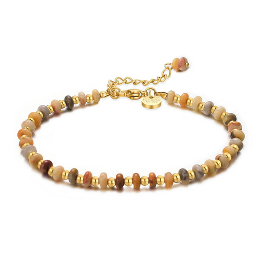 vissen Agate Natural Stone Beaded Bracelets for Women Gold Plated Bracelet Adjustable Personalised Jewellery