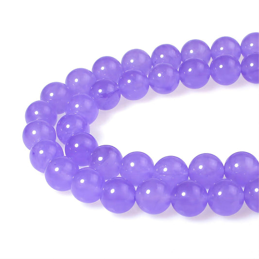 MJDCB Stone Beads 8mm 43pcs Round Lavender Purple Jade Loose Gemstone Bead Charms for Jewelry Making Bracelet Necklace Earring Pendant