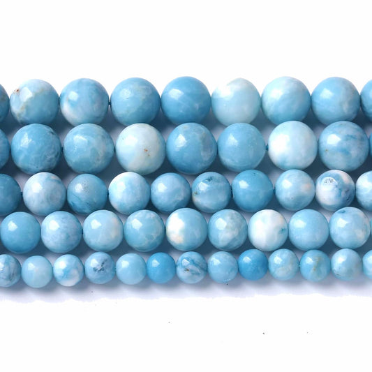 Larimar Beads 36pcs 10mm Natural Gemstone Round Loose Beads for Jewelry Making Energy Crystal Healing Power Gemstone DIY Bracelet Necklace (Blue Larimar Stone, 10mm)