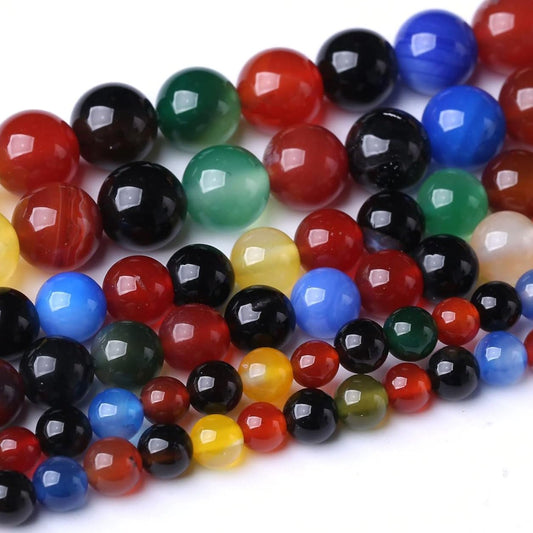36PCS 10MM Natural Colorful Agate Stone Beads Energy Healing Beads for DIY Jewelry Bracelet Necklace Making for Jewelry Making15Inch