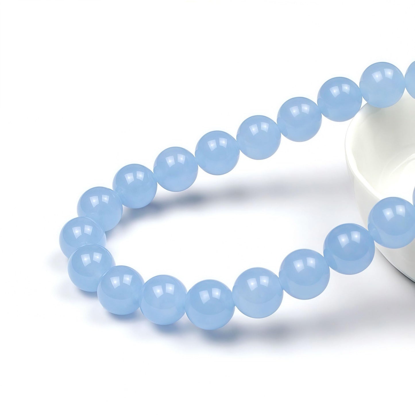 MJDCB Natural Aquamarine Chalcedony Round Loose Beads for Jewelry Making DIY Bracelet Necklace (4mm)