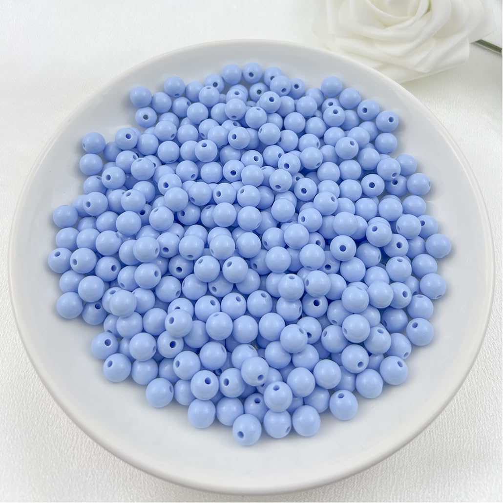 Mulutoo 200Pieces 10MM Acrylic Round Beads Round Acrylic Balls Chunky Beads Smooth Spacer Plastic Pastel Beads Craft Beads for Necklace and Bracelet Making Crafting Supplies(188-blue)