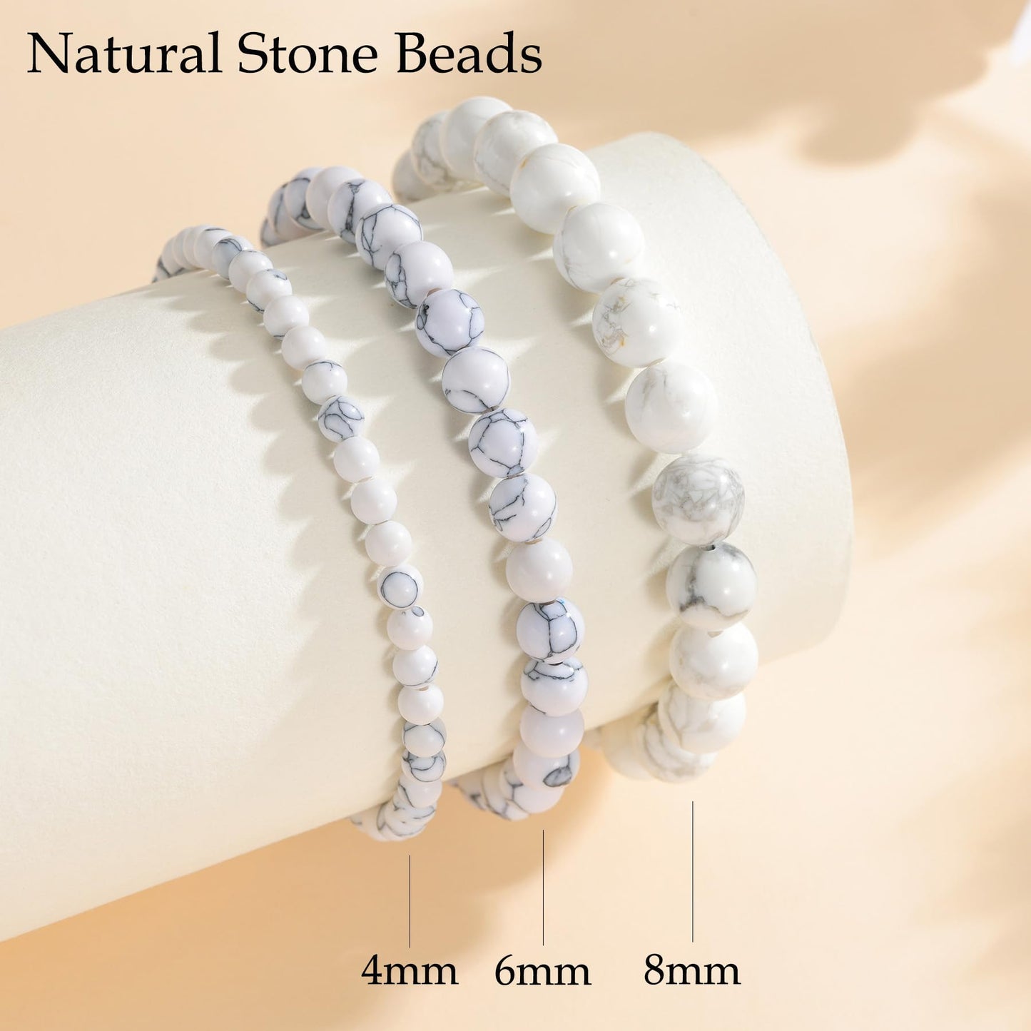 Udolfly Womens Crystal Beaded Bracelets for Women Men Protective Energy Bracelet Natural Gemstone Bead Bracelet 6mm Howlite