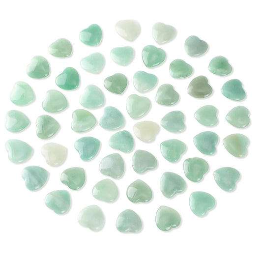 Gerrii 50 Pcs Heart Healing Stone Bulk Quartz Heart Inspirational Stones Gift for Women Love Pocket Polished Natural Energy Balancing Meditation 0.8 Inch(Green)