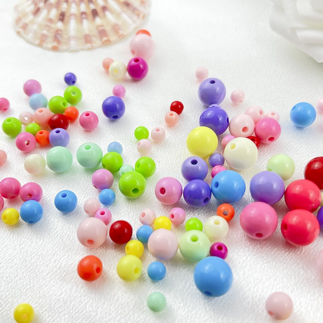 Mulutoo 1000Pieces 6MM Acrylic Round Beads Round Acrylic Balls Chunky Beads Smooth Spacer Plastic Pastel Beads Craft Beads for Necklace and Bracelet Making Crafting Supplies(196-dark Green)