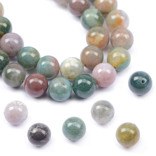 AD Beads Natural Gemstone Round Loose Beads 15" for Bracelet Necklace Earrings Jwelery Making Crafts DIY (6mm, Indian Agate)