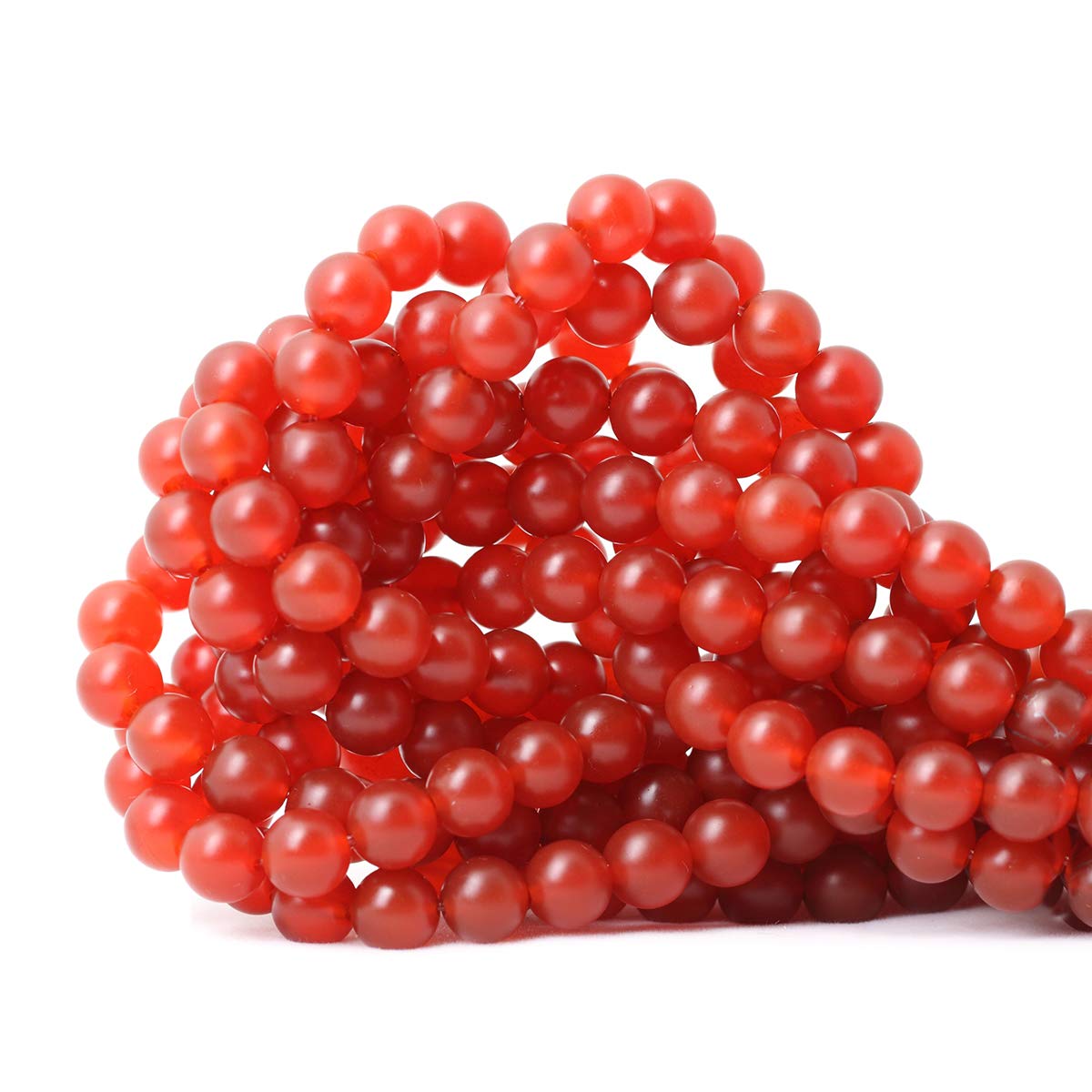 CHEAVIAN 45PCS 8mm Natural Frosted red Agate Round Loose Beads for Jewelry Making DIY Findings 1 Strand 15"