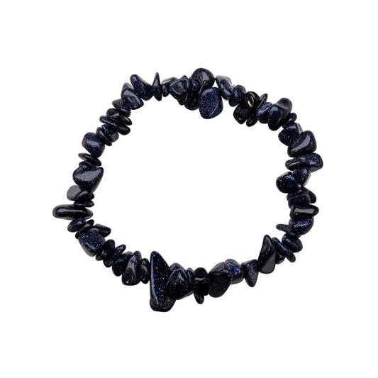 Natural Gemstone Bracelets, Chakra Crystal Healing Chip Stretch Bracelets, Gemstone Polished Irregular Crystals, Crystal Irregular Chips Beads Stretch Bracelets (Blue Goldstone)